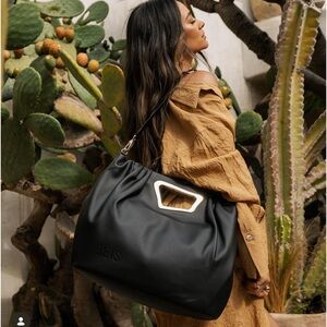 BEIS Limited Edition 3 Year Anniversary Cactus Leather Tote in Black